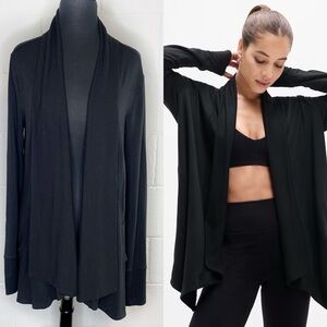 Athleta Black Pranayama Restore Wrap Open Front Cardigan